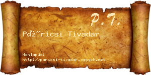 Páricsi Tivadar névjegykártya